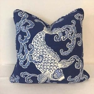 Koi Blue & White Decorative Cushion Cover