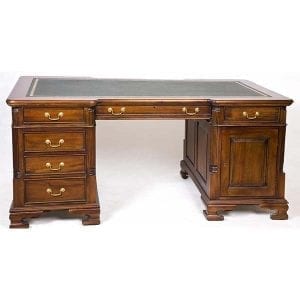 Partners Desk with Faux Leather Insert - Large - Polished