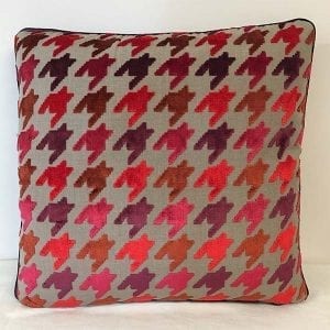 Red Velvet Houndstooth Purple Back Cushion