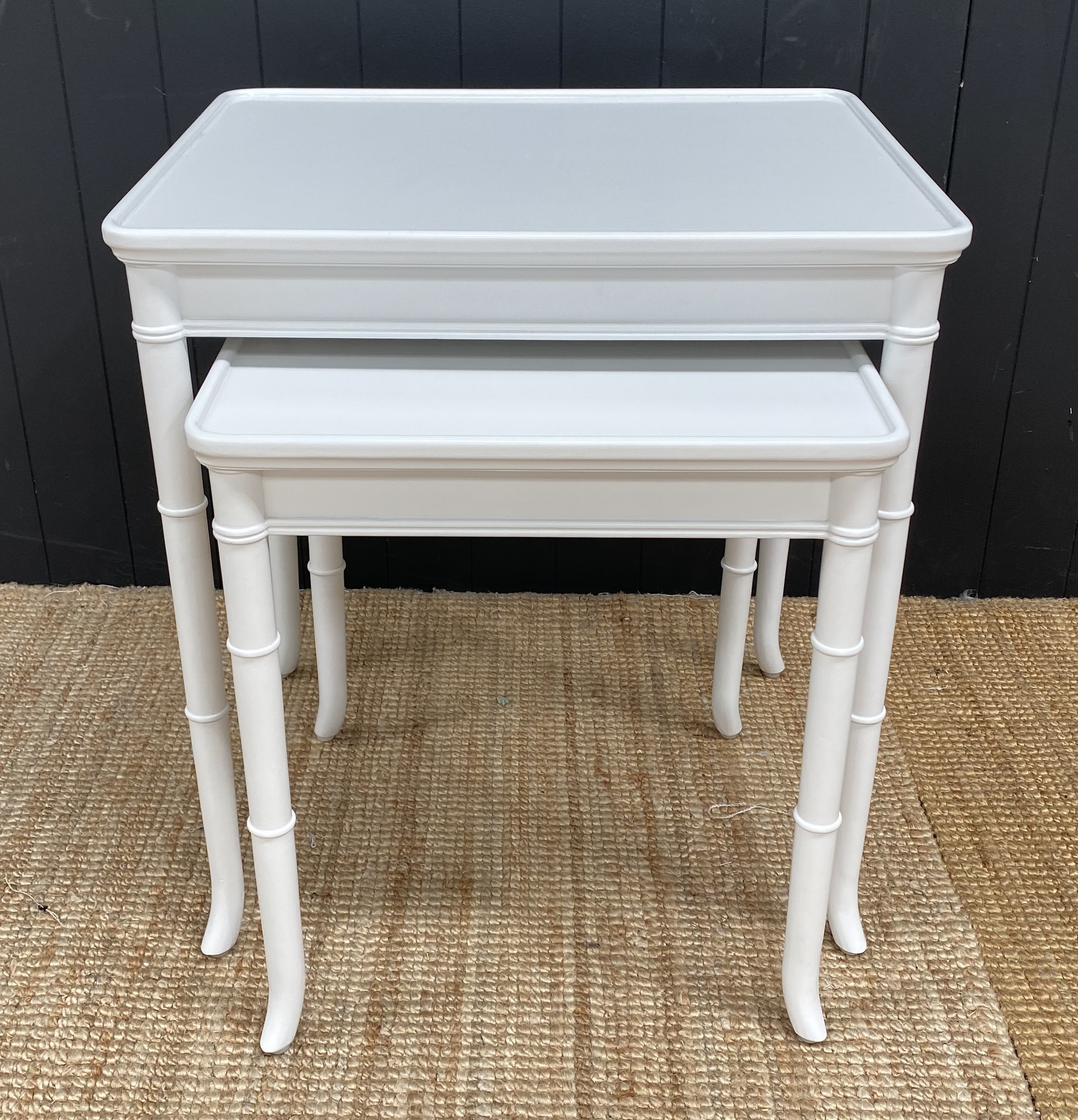 Faux Bamboo Nest of Tables - White Front View
